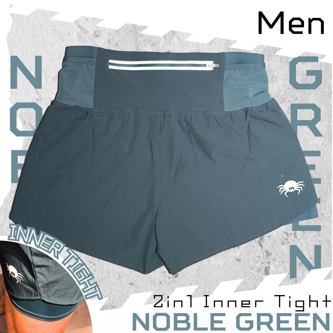 【Men】2 in 1 Multiple Functional Running Shorts - Noble Green