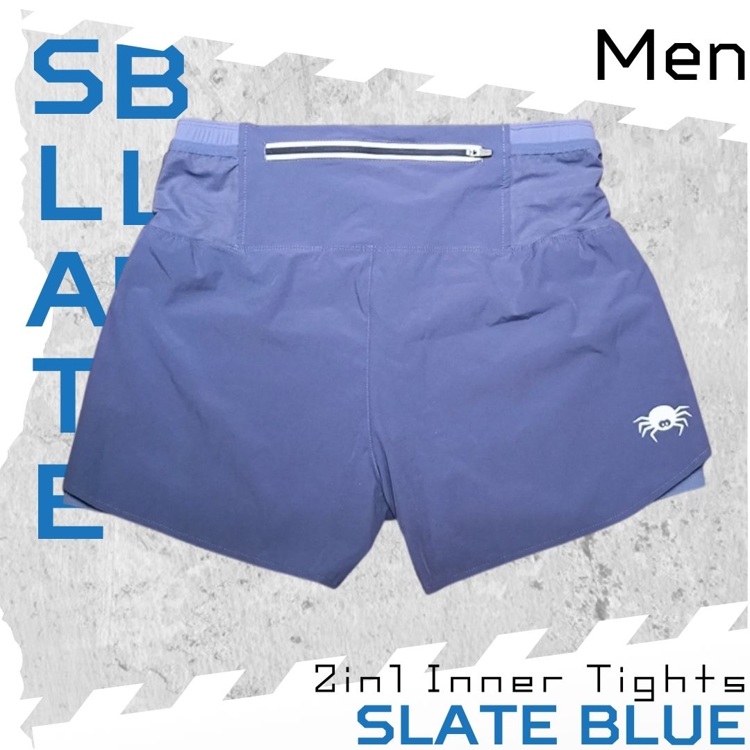 【Men】2 in 1 Multiple Functional Running Shorts - Slate Blue