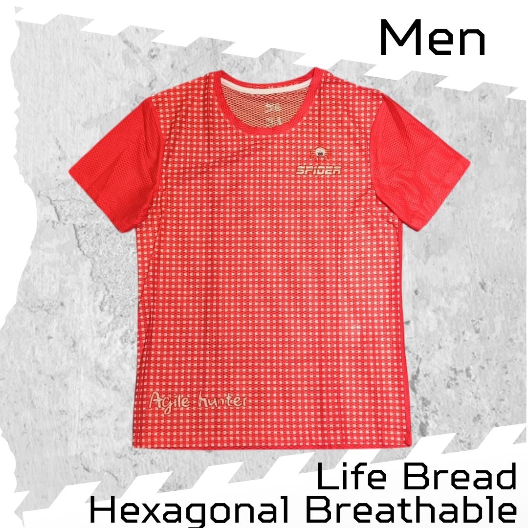 【Men】Hexagonal Breathable T-Shirt -  Red Dragon