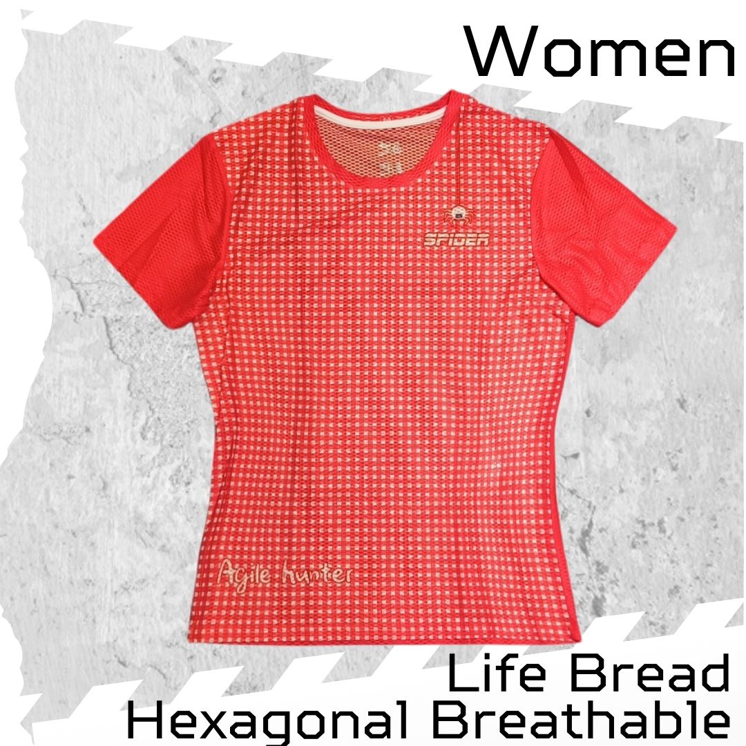 【Women】Hexagonal Breathable T-Shirt - Red Dragon
