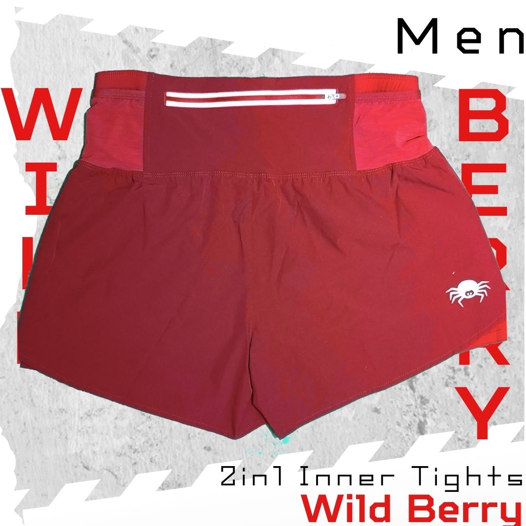 【Men】2 in 1 Multiple Functional Running Shorts - Wild Berry