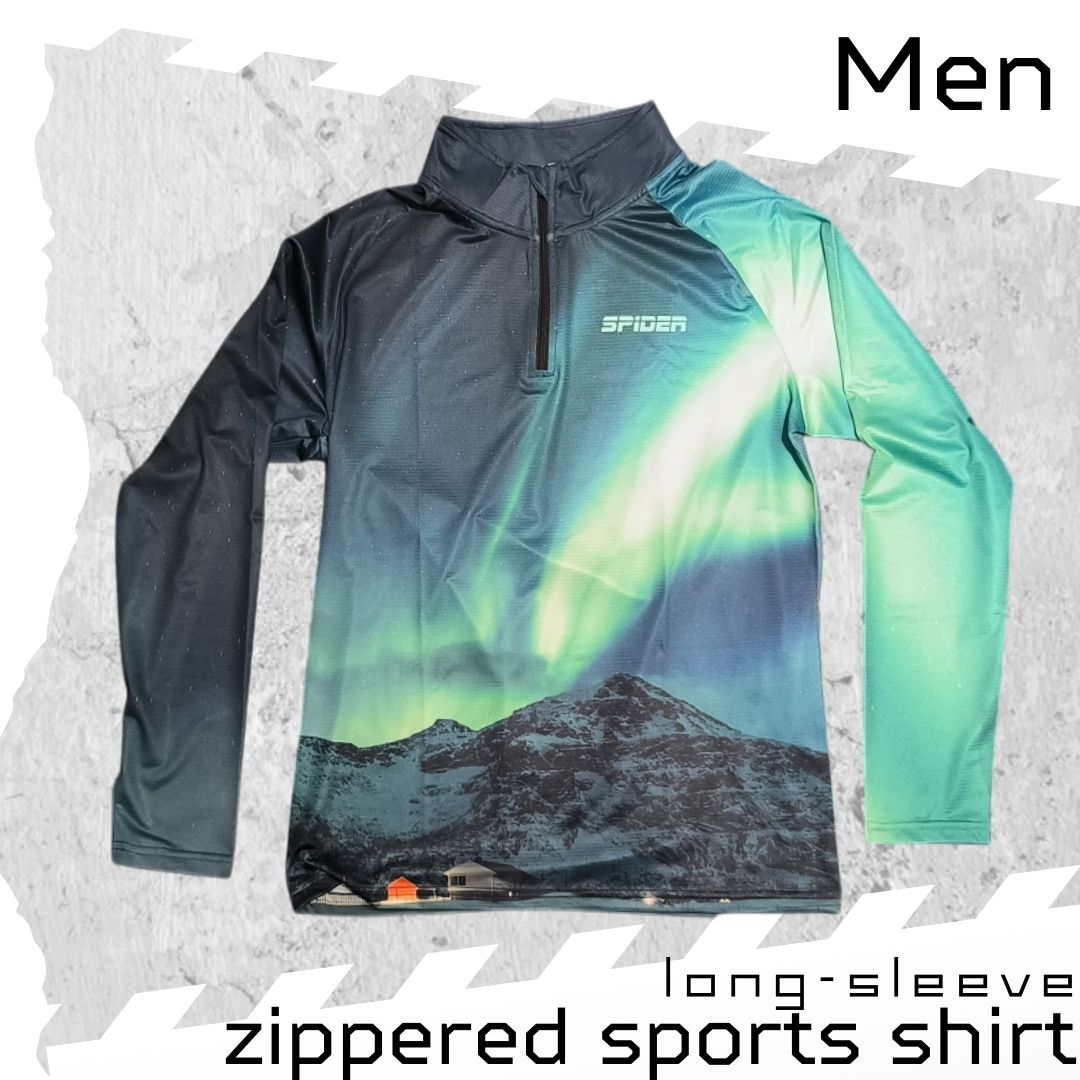 【Men】 Zippered Long-sleeve Sports Shirt