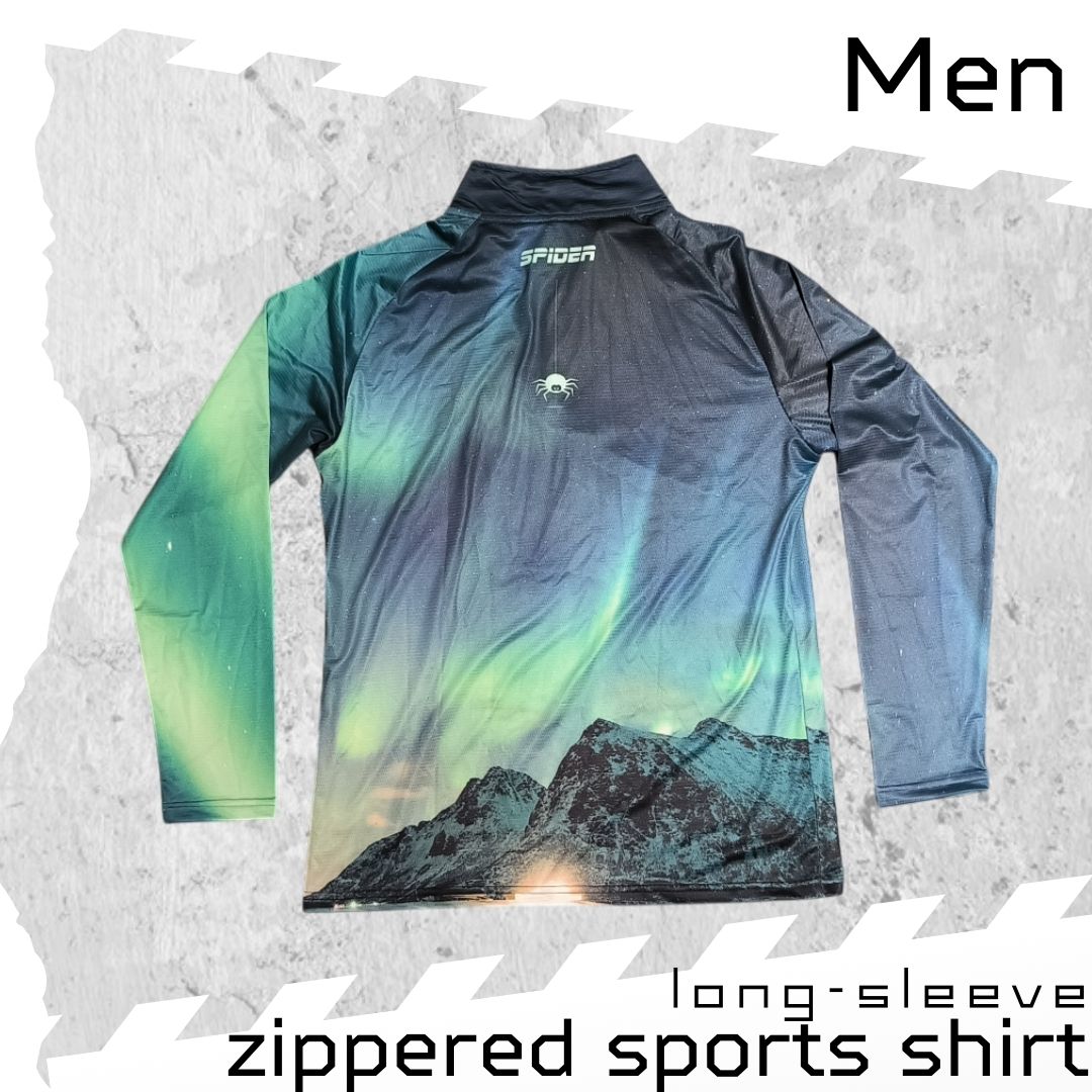 【Men】 Zippered Long-sleeve Sports Shirt