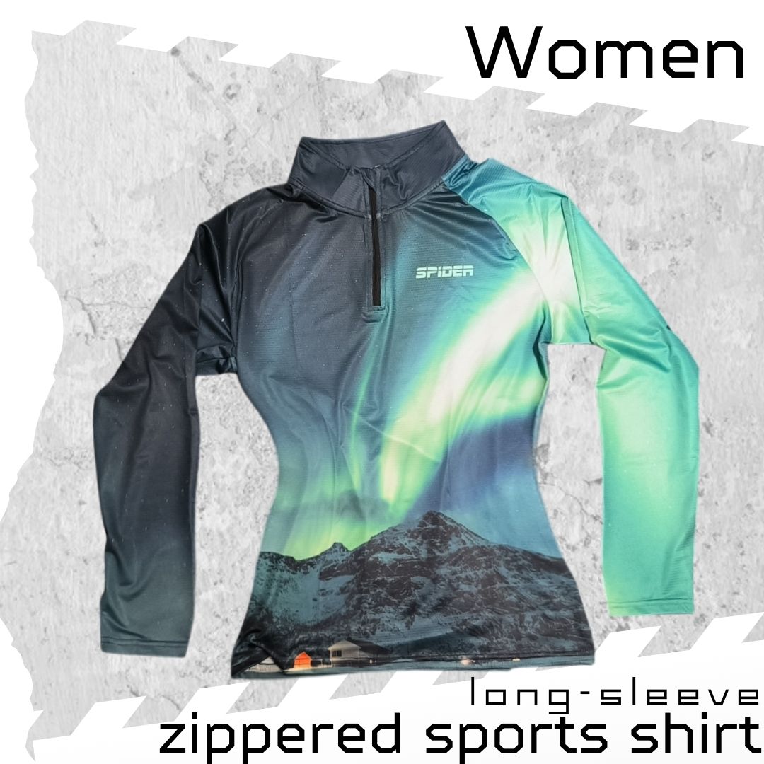 【Women】 Zippered Long-sleeve Sports Shirt