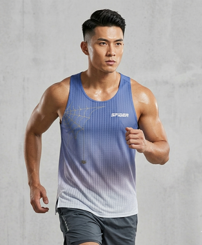 【Men】"Feel Nothing" - Seamless Singlet - Slate Blue